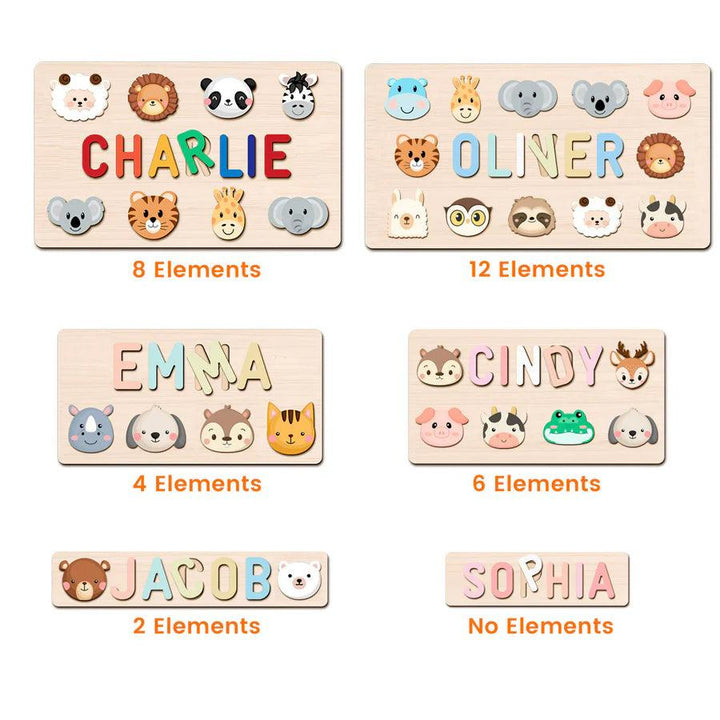 Custom Name Puzzle Animal Collection, First Birthday Gift, Personalised Montessori Toys - Customized Toy