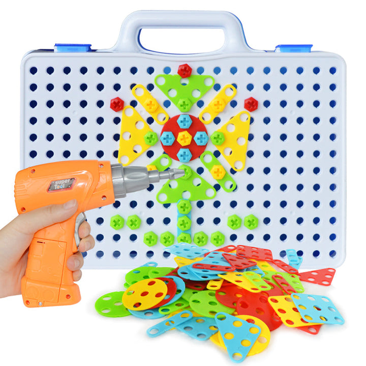 Montessori Builder Board Kids Tool Kit Construction Toy Drill Set STEM ...