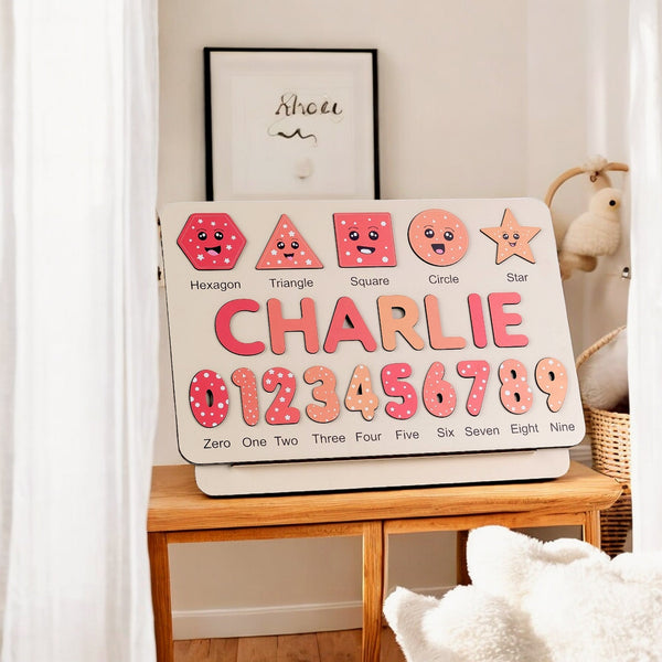 Personalized Wooden Name Puzzle - Pink Number Puzzles