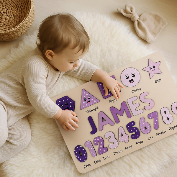 Personalized Wooden Name Puzzle - Violet Number Puzzles