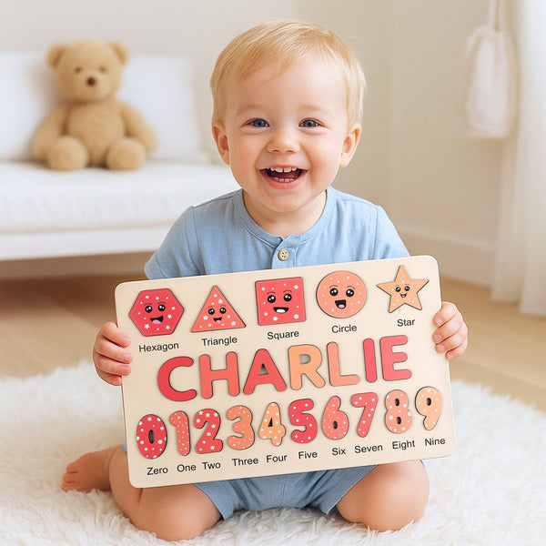 Personalized Wooden Name Puzzle - Pink Number Puzzles