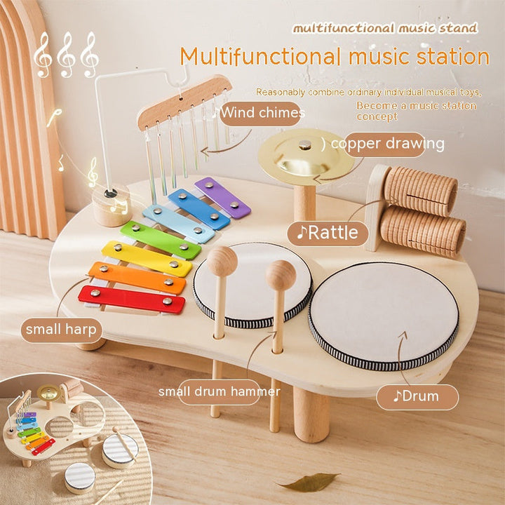 Montessori Wooden Musical Instruments Set Kids Drum Xylophone Play Tab ...