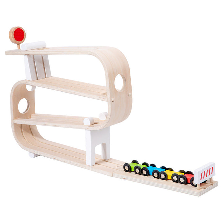 Wooden Car Ramp Racer Montessori Race Track Toy Toddler Car Ramp Toy F ...