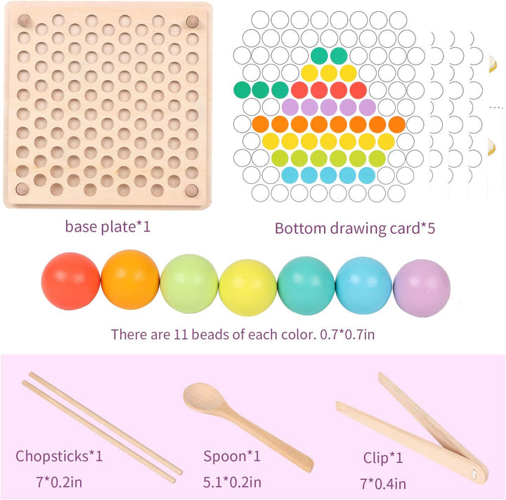 Montessori Color Match Peg Board Kids Pattern Matching Toy Fine Motor ...
