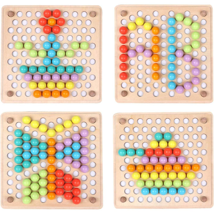Montessori Color Match Peg Board Kids Pattern Matching Toy Fine Motor ...