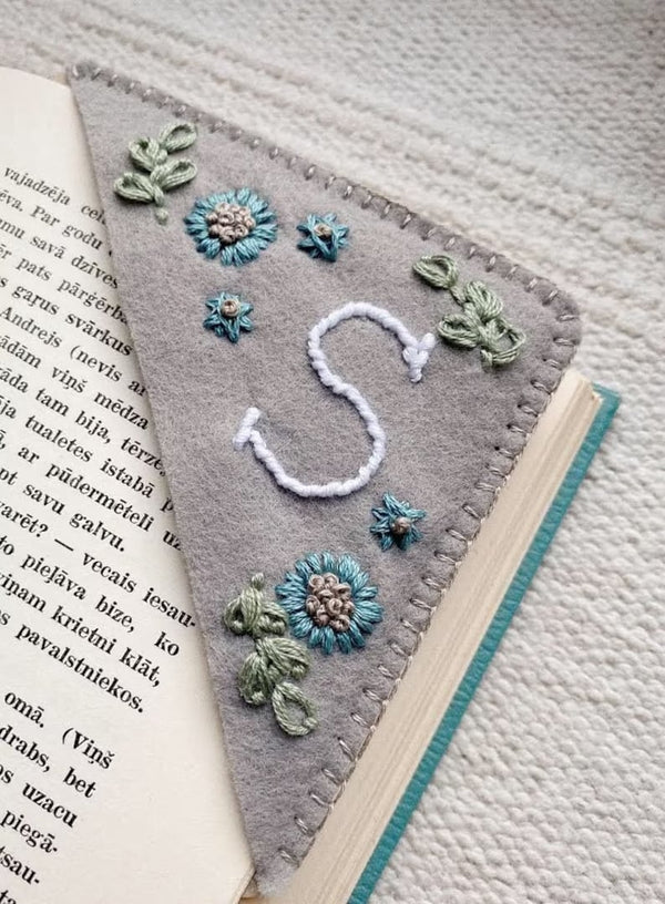 Personalized Hand Embroidered and Machine Embroidered Corner Bookmarks