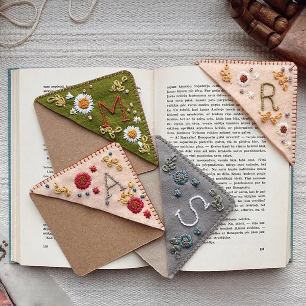 Personalized Hand Embroidered Corner Bookmarks