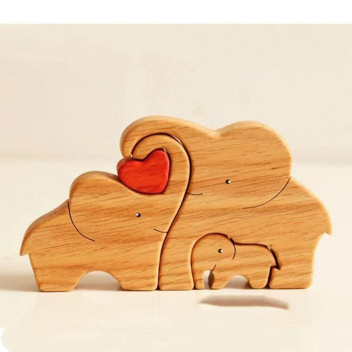 Personalized DIY Custom Wooden Elephant Family Puzzle - Customized Toy