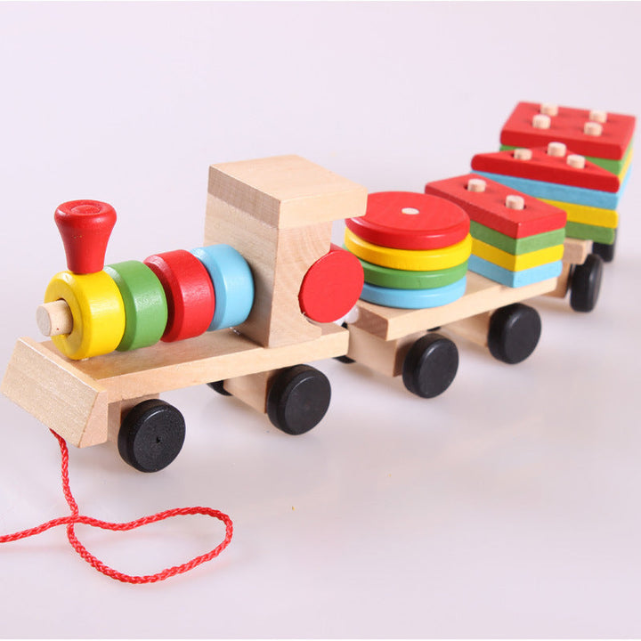 Montessori Shape Sorting Train Wooden Pull Along Toy Toddler Learning ...