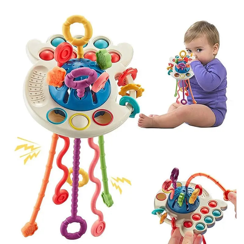 Baby Sensory Toy Montessori Pull String Teether Toy Fine Motor Skills ...