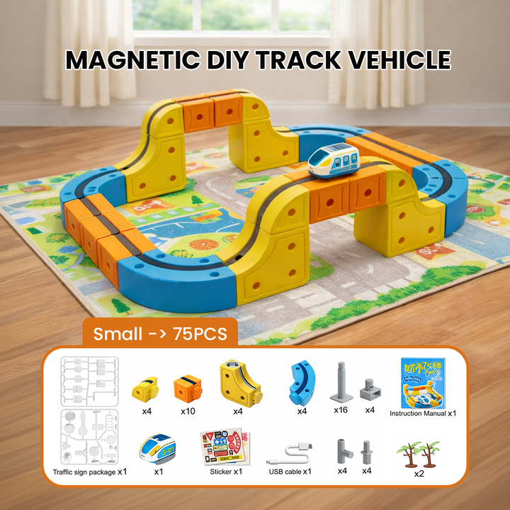 Track Racer Train Infinity Racer Magnetic Train Track Toy Self Driving Car STEM Building ...