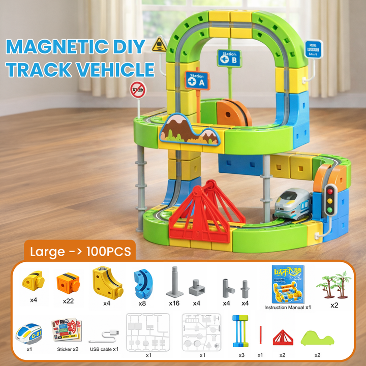 Infinity Racer Magnetic Train Track Toy Self Driving Car STEM Building ...
