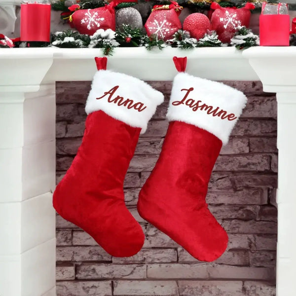 Personalized Name Red Embroidery Christmas Stocking,Christmas Gift Bag