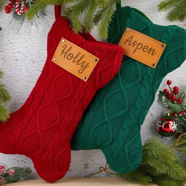 Personalized Name Embroidered Bone Christmas Stockings, Christmas Gift Bags