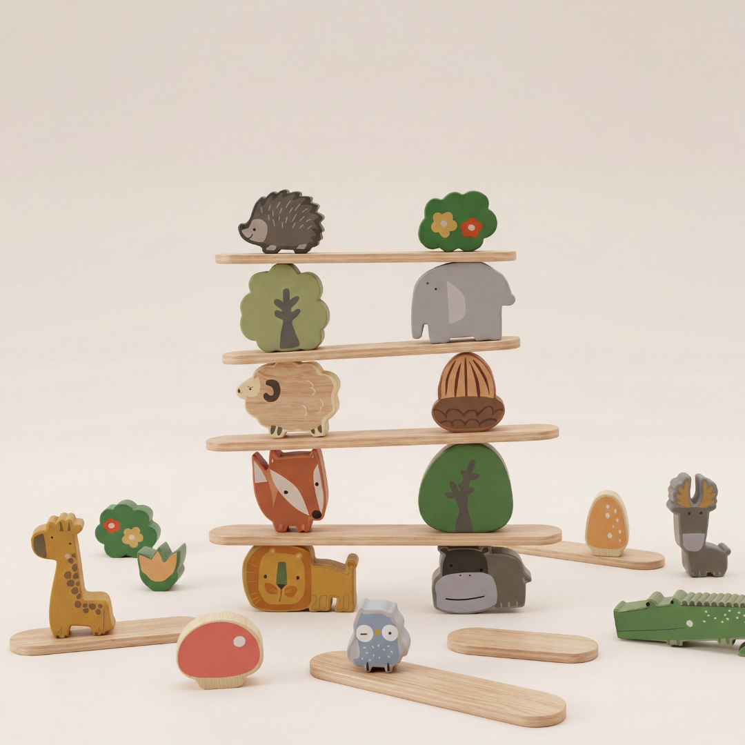 Montessori Animal Balance Game Wooden Stacking Toy Kids Balance Puzzle ...
