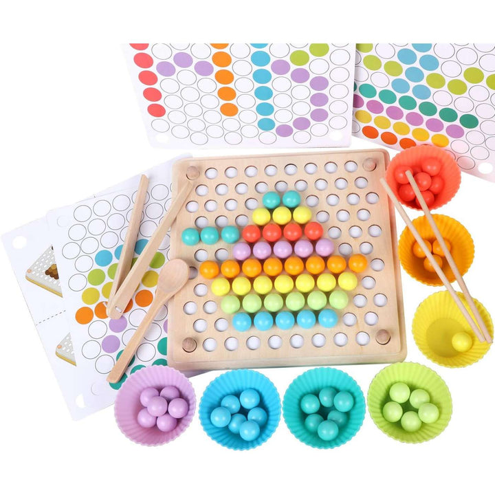 Montessori Color Match Peg Board Kids Pattern Matching Toy Fine Motor ...
