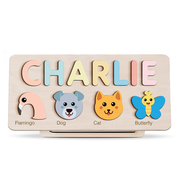 Personalized Wooden Name Puzzle with Animals – Set7