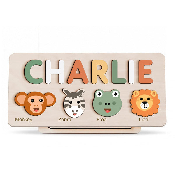 Personalized Wooden Name Puzzle with Animals – Set10