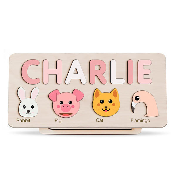 Personalized Wooden Name Puzzle with Animals – Set8