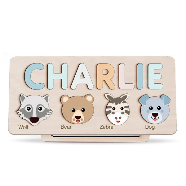 Personalized Wooden Name Puzzle with Animals – Set11