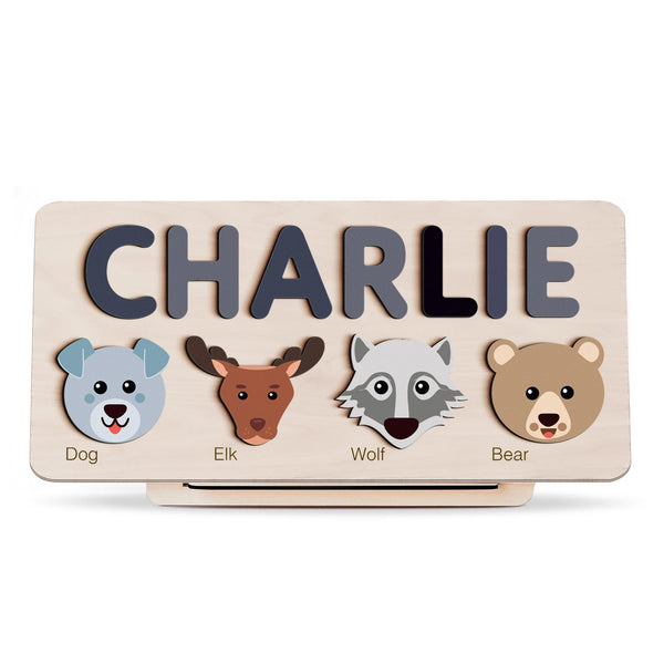 Personalized Wooden Name Puzzle with Animals – Set12