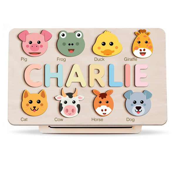 Personalized Wooden Name Puzzle with Animals – Set1
