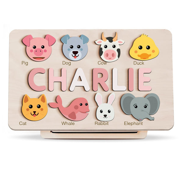 Personalized Wooden Name Puzzle with Animals – Set2