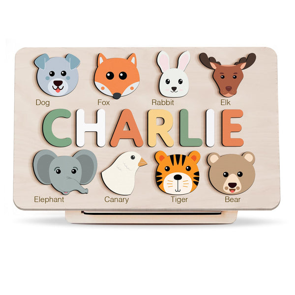 Personalized Wooden Name Puzzle with Animals – Set4