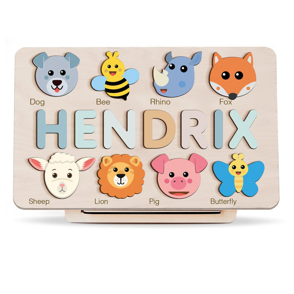 Personalized Wooden Name Puzzle with Animals – Set6