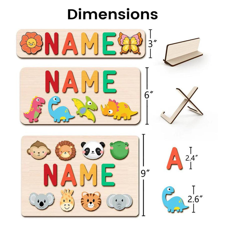 Custom Name Puzzle Animal Collection, First Birthday Gift, Personalised Montessori Toys - Customized Toy