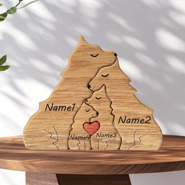 Personalized DIY Custom Wooden Wolf Family Puzzle - Customized Toy