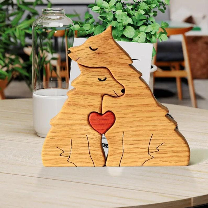 Personalized DIY Custom Wooden Wolf Family Puzzle - Customized Toy