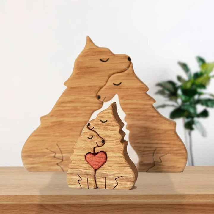 Personalized DIY Custom Wooden Wolf Family Puzzle - Customized Toy