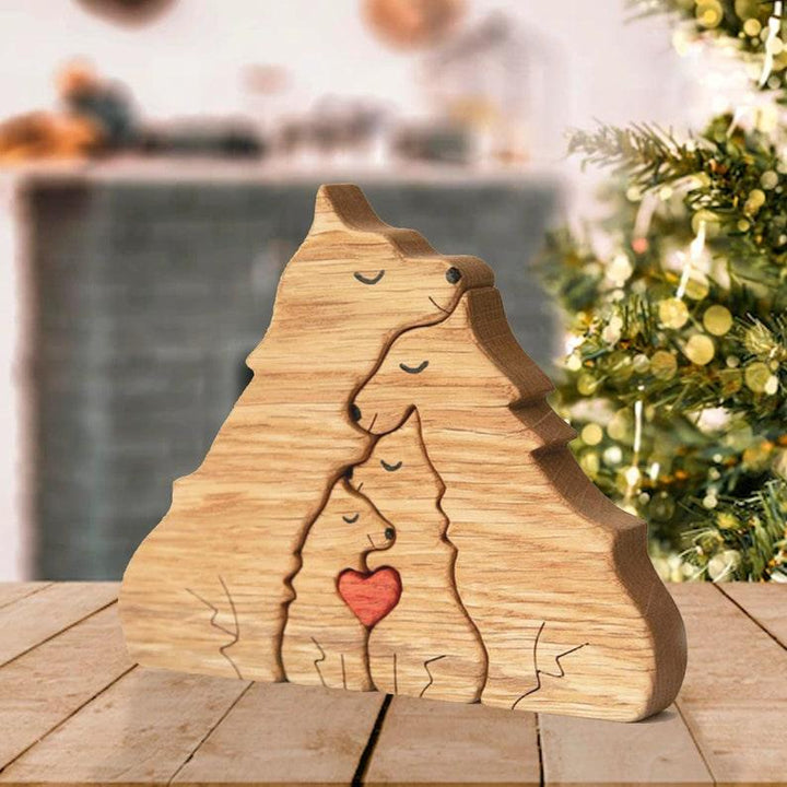 Personalized DIY Custom Wooden Wolf Family Puzzle - Customized Toy