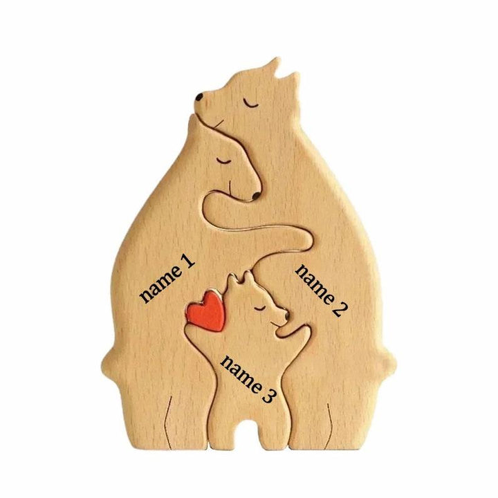 Personalized DIY Custom Wooden Bear Family Puzzle - Customized Toy