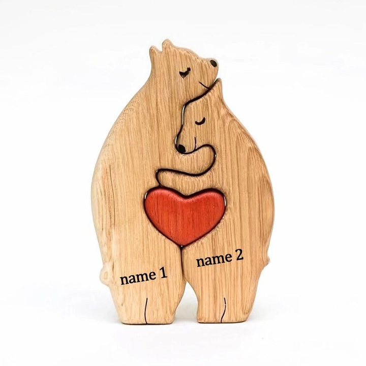 Personalized DIY Custom Wooden Bear Family Puzzle - Customized Toy