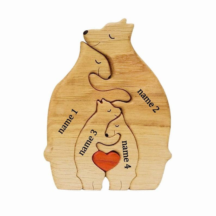 Personalized DIY Custom Wooden Bear Family Puzzle - Customized Toy