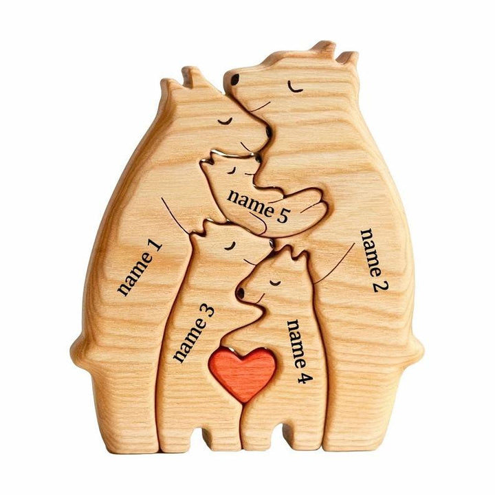 Personalized DIY Custom Wooden Bear Family Puzzle - Customized Toy