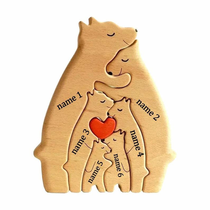 Personalized DIY Custom Wooden Bear Family Puzzle - Customized Toy