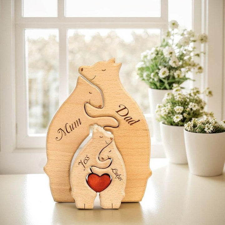 Personalized DIY Custom Wooden Bear Family Puzzle - Customized Toy