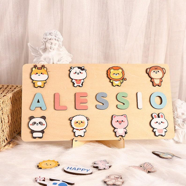 Custom Name Puzzle Animal Collection, First Birthday Gift, Personalised Montessori Toys - Customized Toy