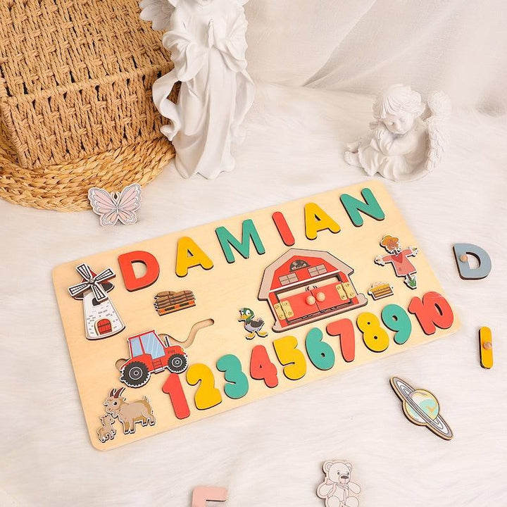 Custom Name Puzzle Farm, First Birthday Gift, Personalised Montessori Toys - Customized Toy