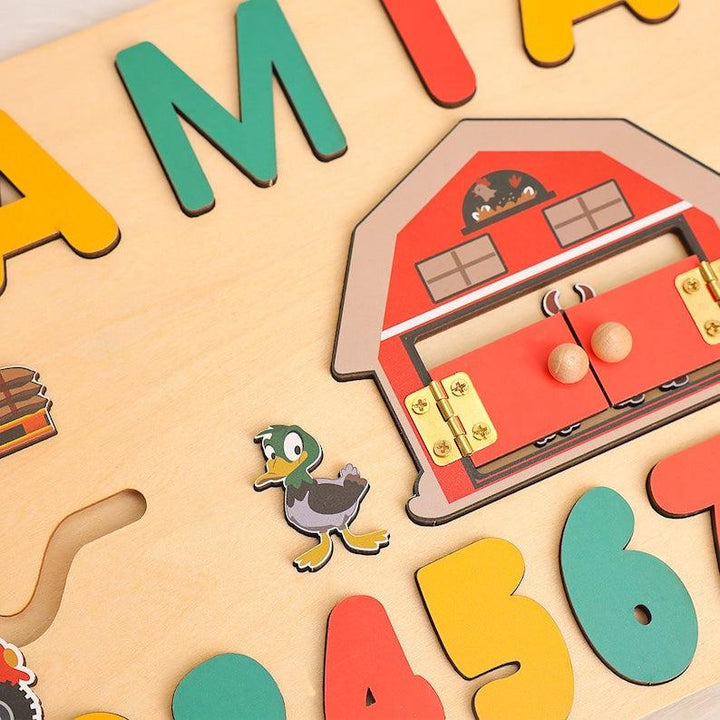 Custom Name Puzzle Farm, First Birthday Gift, Personalised Montessori Toys - Customized Toy