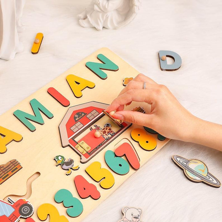 Custom Name Puzzle Farm, First Birthday Gift, Personalised Montessori Toys - Customized Toy