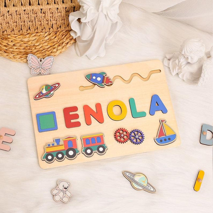 Customised Name Puzzle Transport, First Birthday Gift, Personalised Montessori Toys - Customized Toy