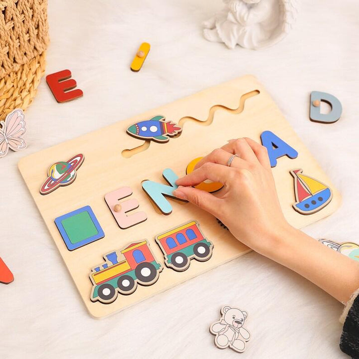 Customised Name Puzzle Transport, First Birthday Gift, Personalised Montessori Toys - Customized Toy