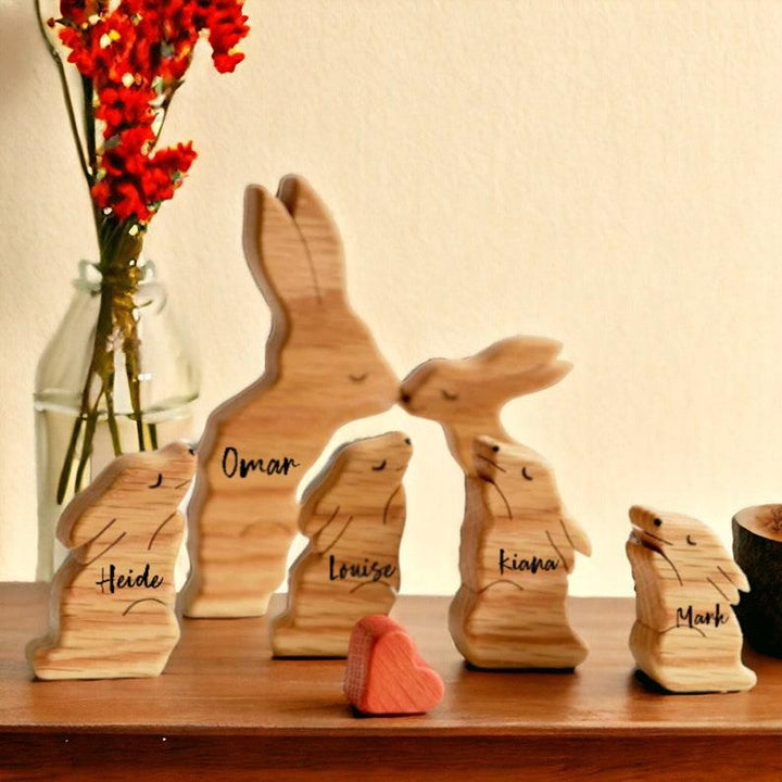 Personalized DIY Custom Wooden Rabbit Family Puzzle - Customized Toy