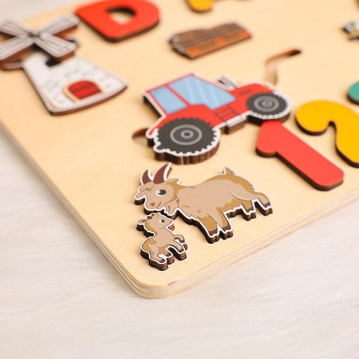 Custom Name Puzzle Farm, First Birthday Gift, Personalised Montessori Toys - Customized Toy