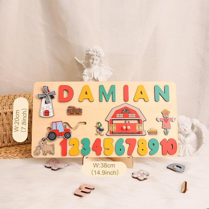 Custom Name Puzzle Farm, First Birthday Gift, Personalised Montessori Toys - Customized Toy