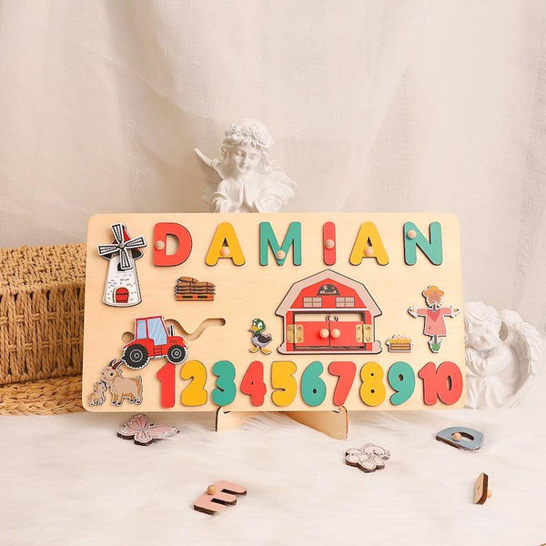 Custom Name Puzzle Farm, First Birthday Gift, Personalised Montessori Toys - Customized Toy